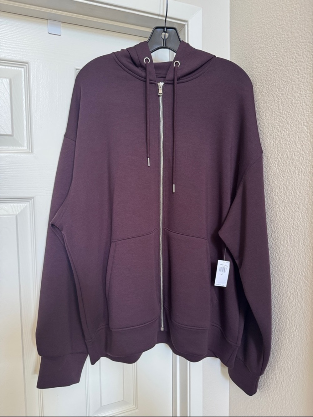 Old Navy Active Bounce Fleece Plum Purple Zip-Up Hoodie with Drawstring